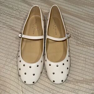 Marc Fischer Cream Leather Studded Mary Jane’s 9